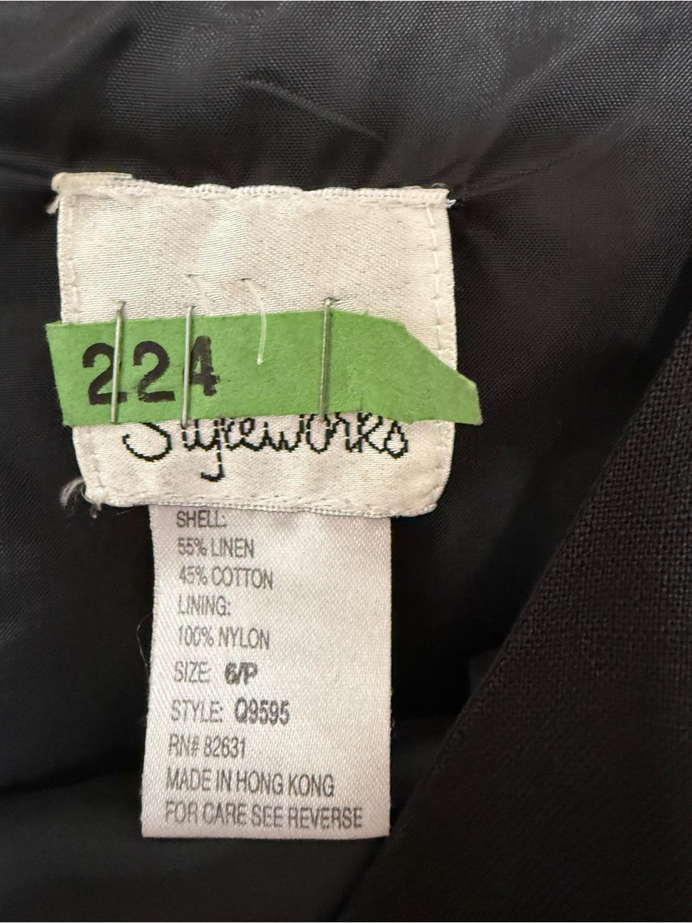 Black Linen Blend Sheath Dress Style Works Petite 6P 90s Minimalist - Picture 5 of 8
